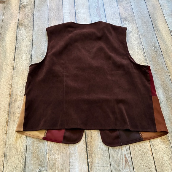 Y2K White Stag Patchwork suede vest L - Picture 7 of 7